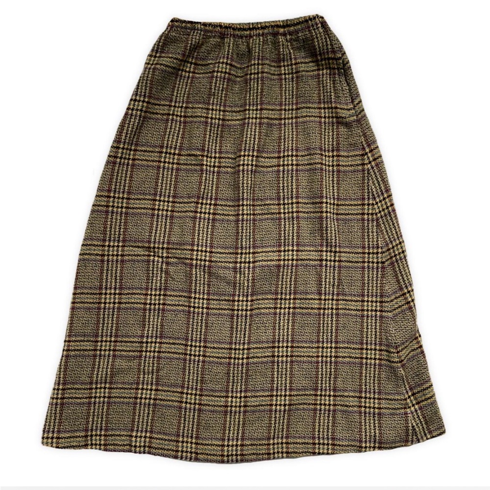 UNDERCOVER Plaid A-Line Midi Skirt in Brown